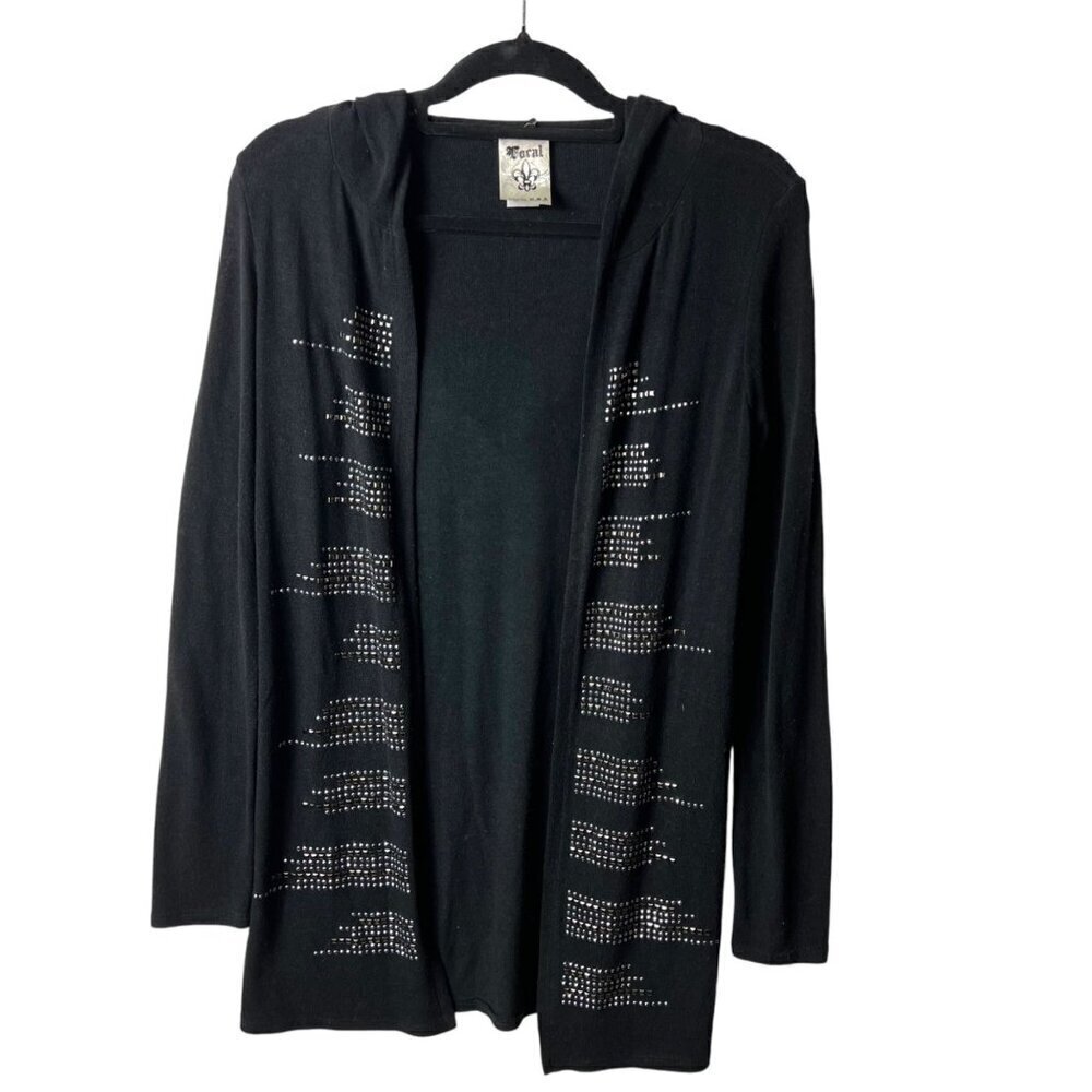 Vocal‎ embellished black hooded cardigan women’s size small